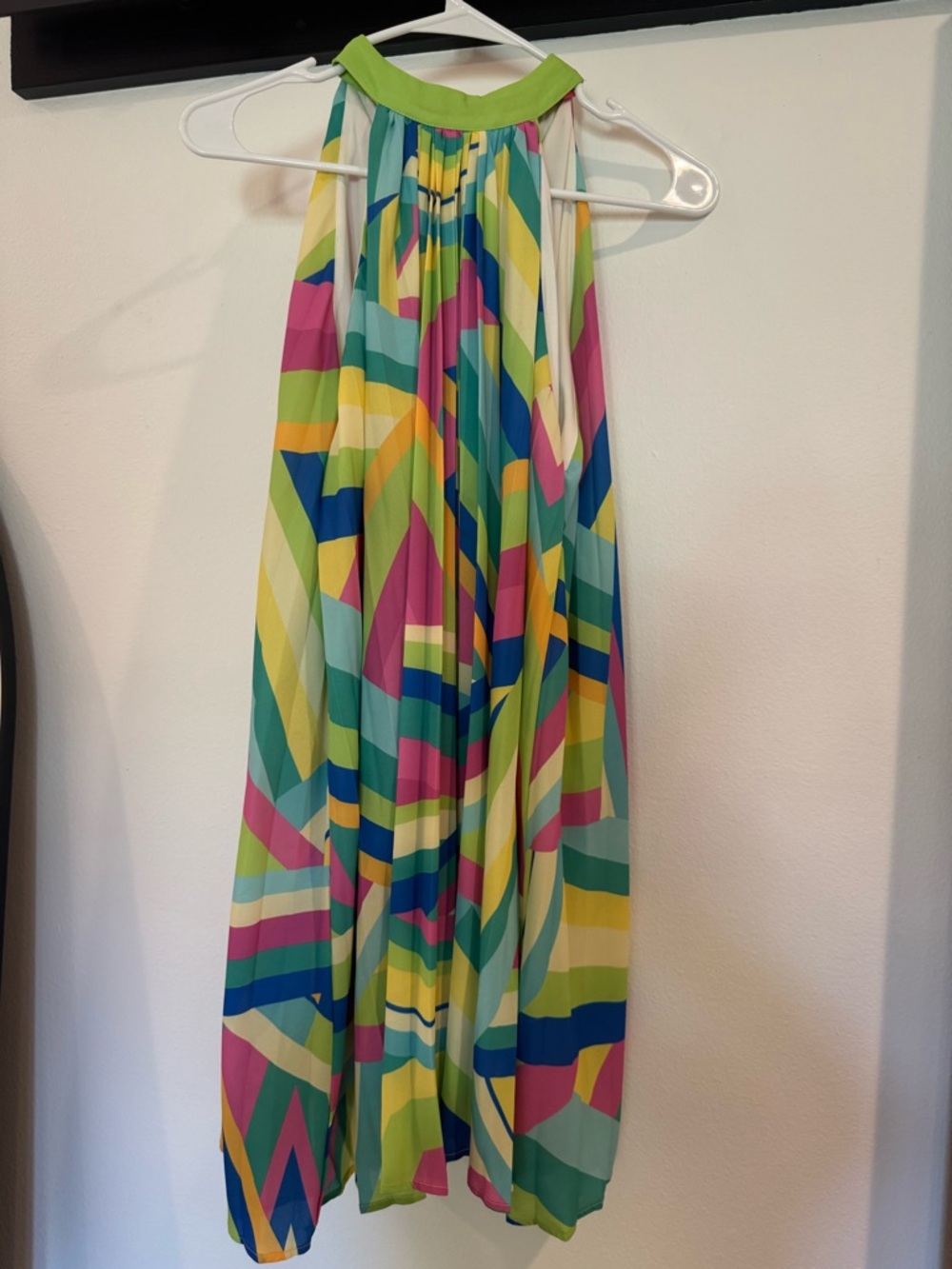 Flying Tomato Green Collar Multicolor Geometric Dress Size Small